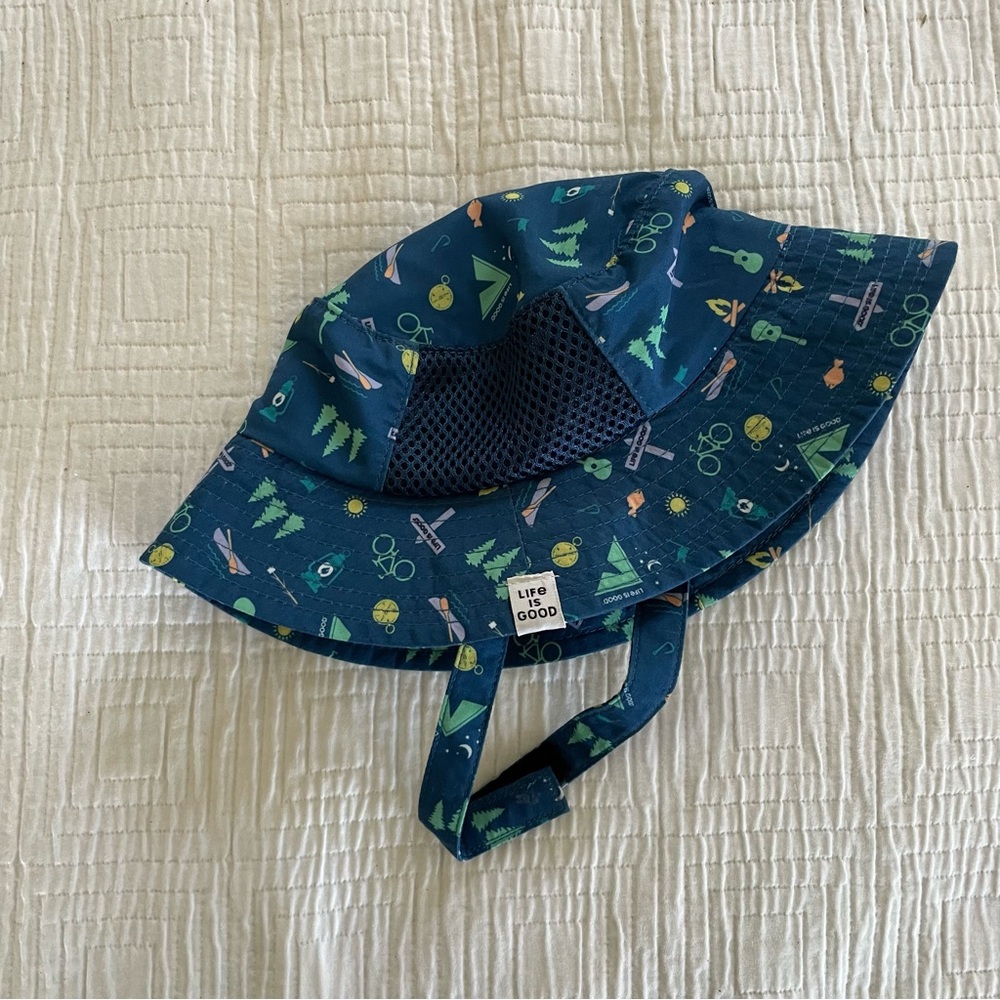 Life Is Good Kids' Navy Outdoor Adventure Sun Hat with Green and Yellow Accents